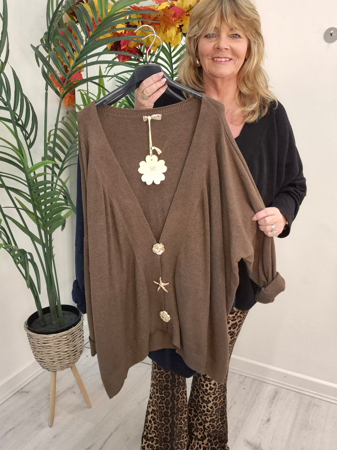 Sally Super Soft Cardigan - Chocolate (Oversized, fits from Size 14 to Size 20)
