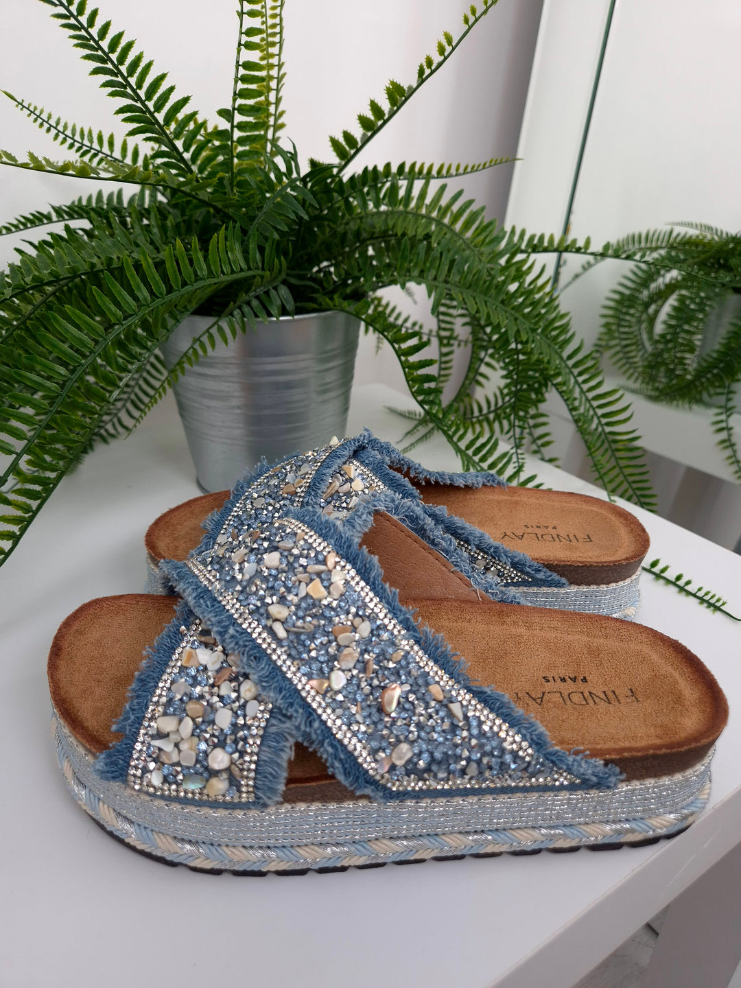 Bali Slip On Sliders - Blue (choose your Size)