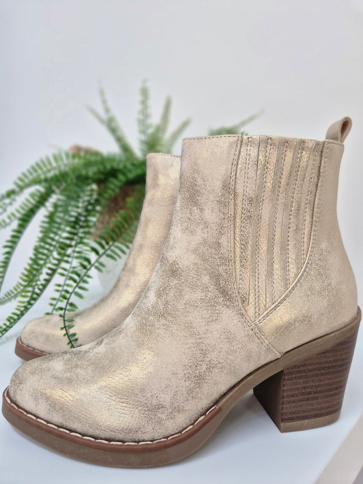 Denver Ankle Boots - (choose your Size) - Champagne Gold Shimmer