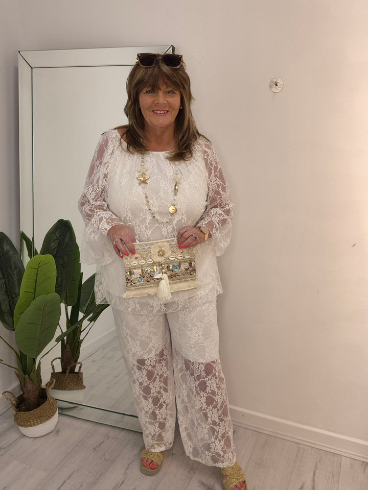 Florence Lace Bardot Co-ord Set - (choose your Colour) - (Curvy)