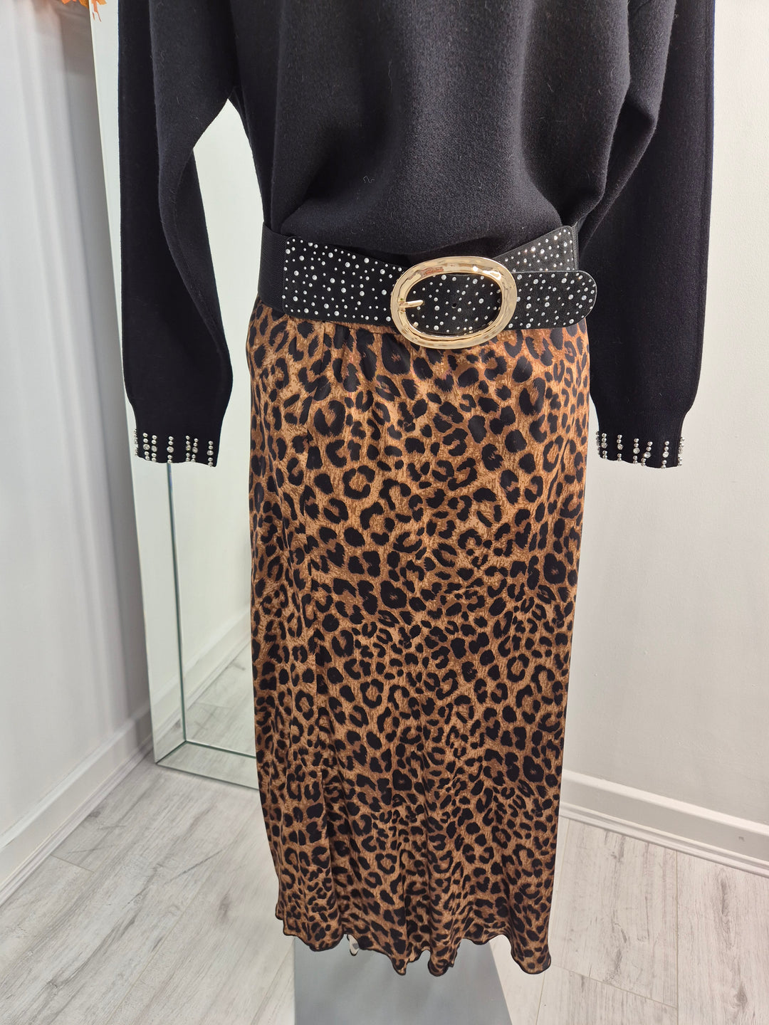 Leopard Print Midi Skirt (One Size, fits from Size 10 up to Size 14)