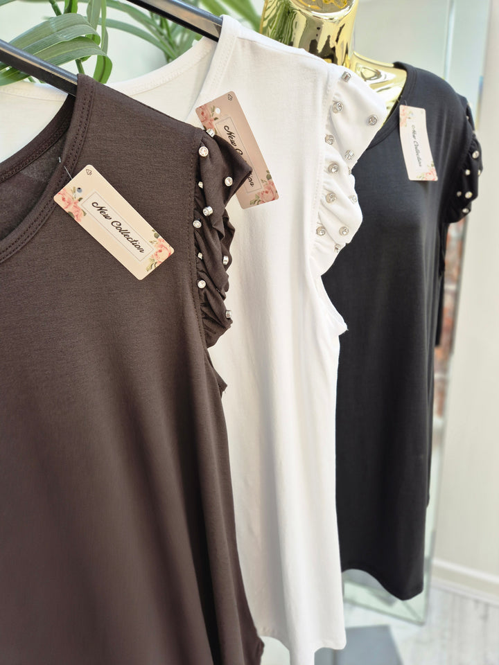 Crystal Sleeve Tee Shirt (choose your Colour) (One Size/Oversized, fits up to Size 18)