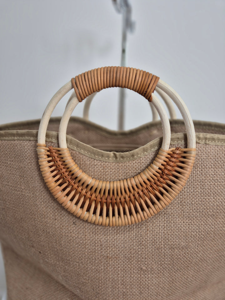 Floral Sequins Bamboo Bag - Pink