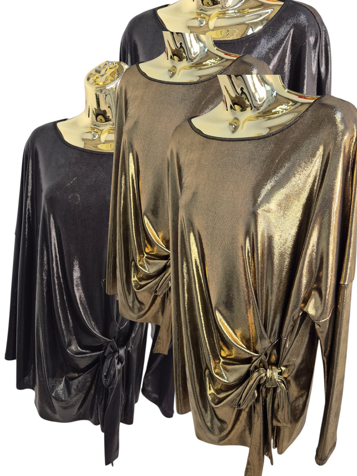 Metallic Tie Top (choose your Colour) - (One Size fitting from Size 14/16 up to Size 20)
