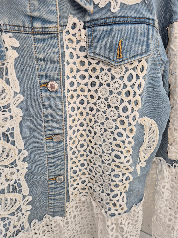 Lana Lacy Denim Jacket - Mid Stonewashed (One Size, fitting from Size 10 up to 14)