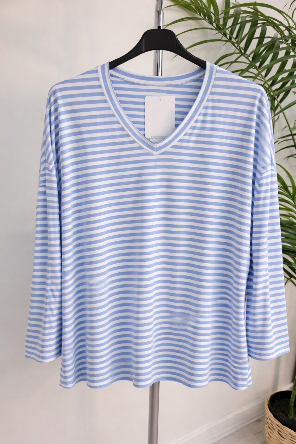 Sienna Oversized Striped Top - Blue/White (Curvy - fitting from Size 16 up to Size 20)