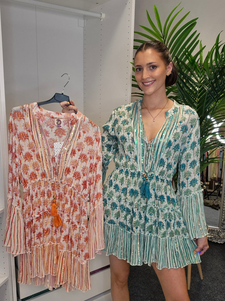 Boho Floral Dress with Gold Metallic - (choose your Colour) (Petite Size)