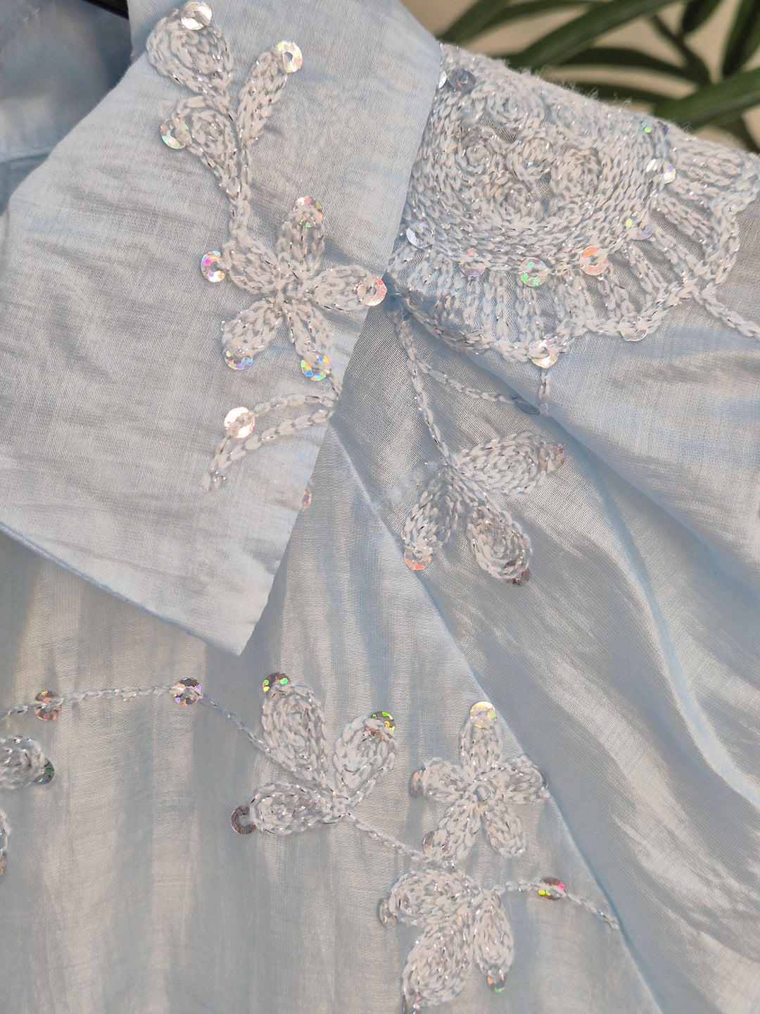 Patsy Puffball Sleeve Sparkly Blouse (One Size, fits from Size 10/12 up to Size 16) - Blue