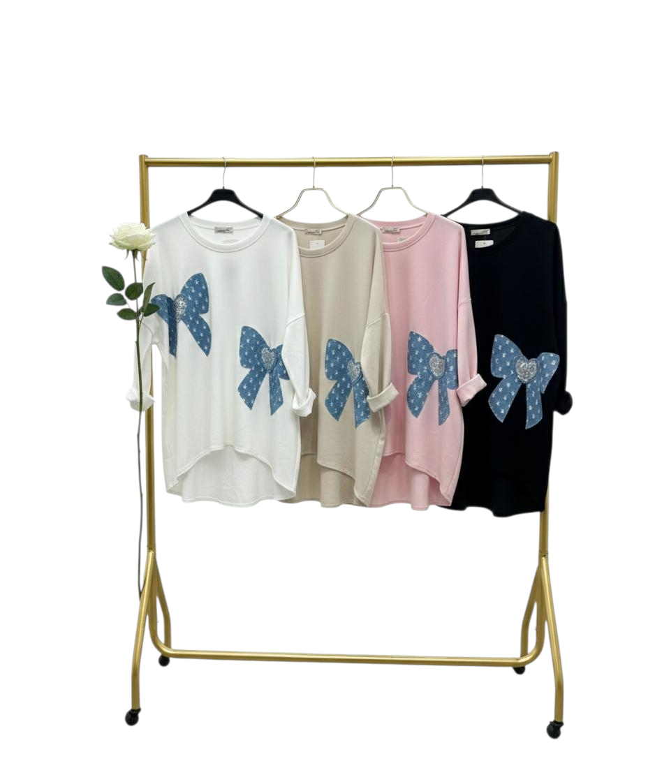 Bethany Bow Slouchy Top - (choose your Colour) (Oversized fitting from Size 14 up to Size 18/20)
