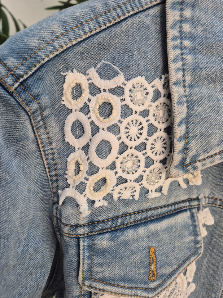 Lana Lacy Denim Jacket - Mid Stonewashed (One Size, fitting from Size 10 up to 14)