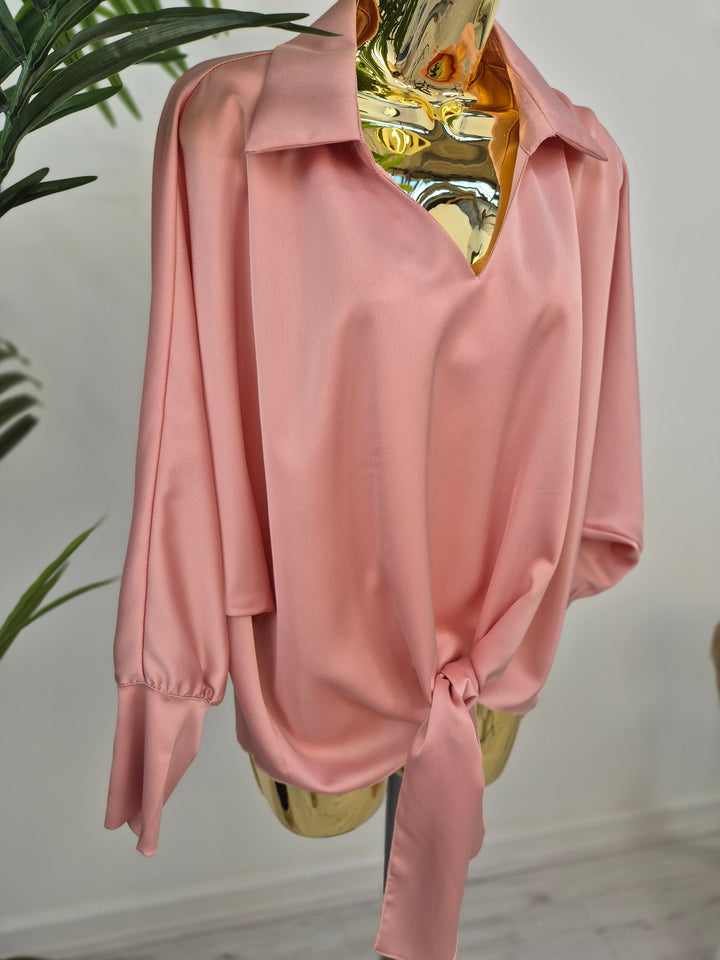 Sasha Satin Tie Blouse - (choose your Colour)