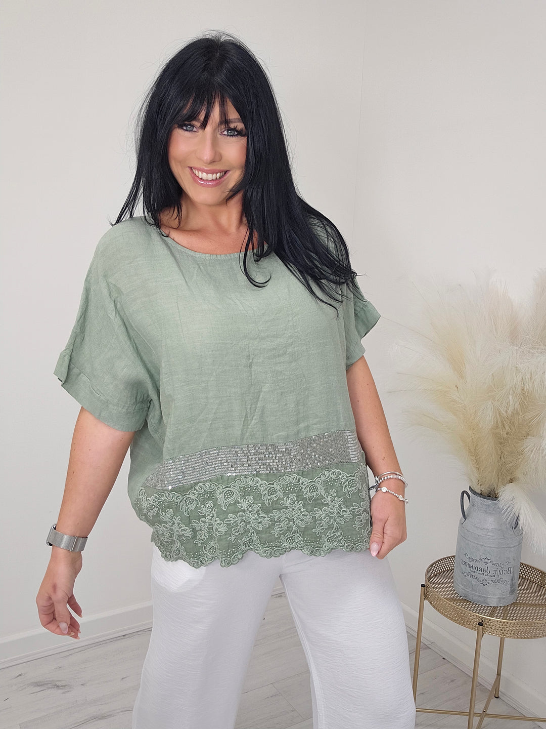 Linen Sequin Top - ( Choose your colour )