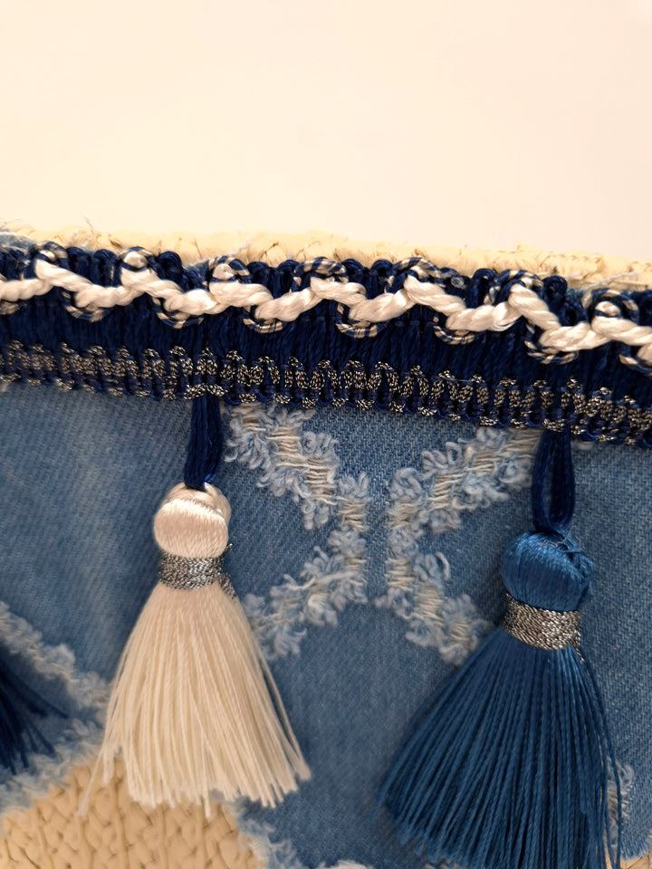 Boho Denim & Tassels Clutch Bag - Denim