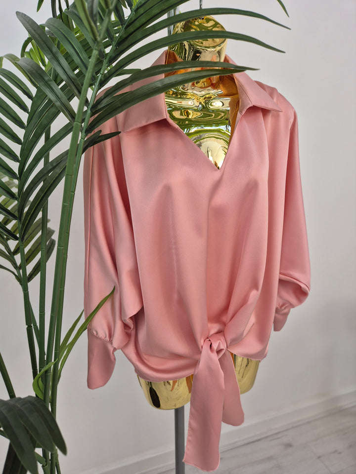 Sasha Satin Tie Blouse - (choose your Colour)