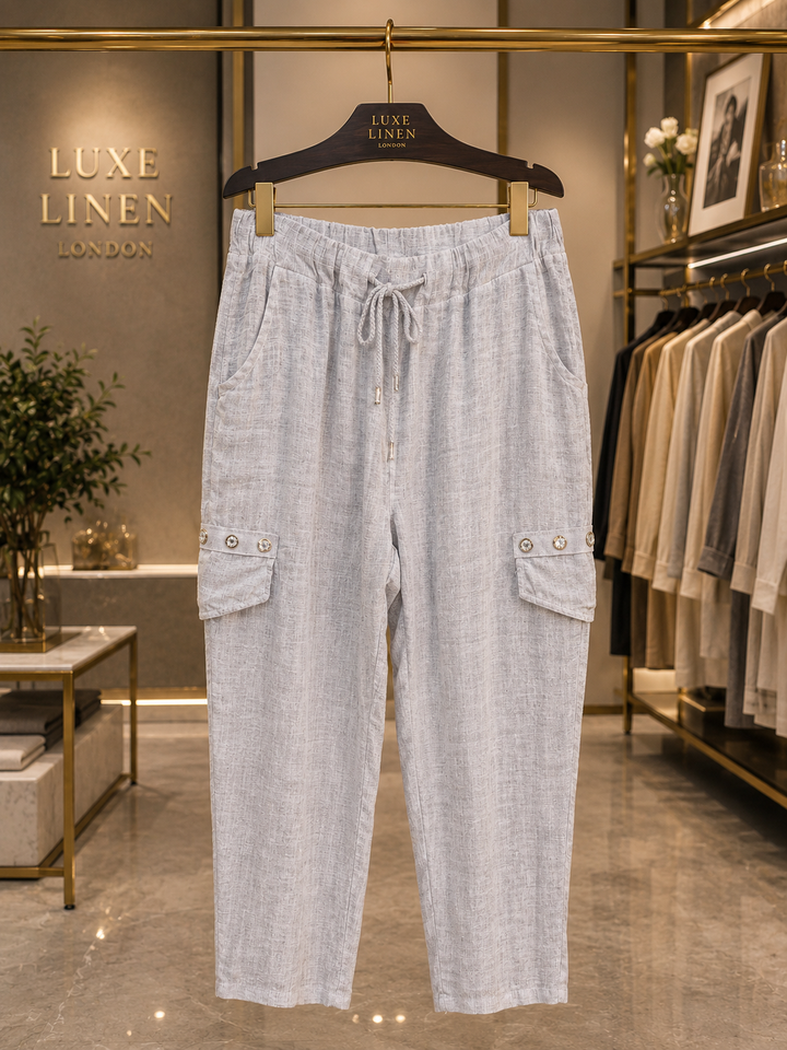 Amalfi Linen Pants with Crystal Eyelets (choose your Colour) -One Size fits from Size 10 up to Size 16