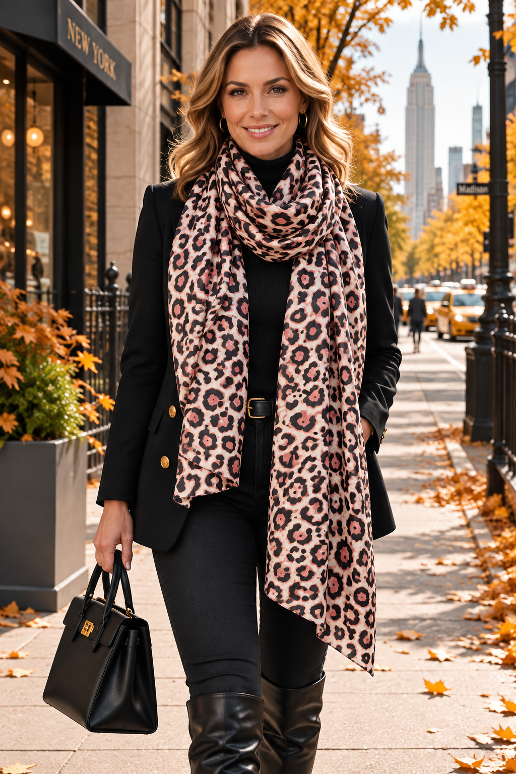 Silky Leopard Print Scarf - Pink