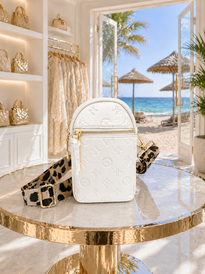 Louisa Cross Body & Phone Bag - White (Gold Tone)
