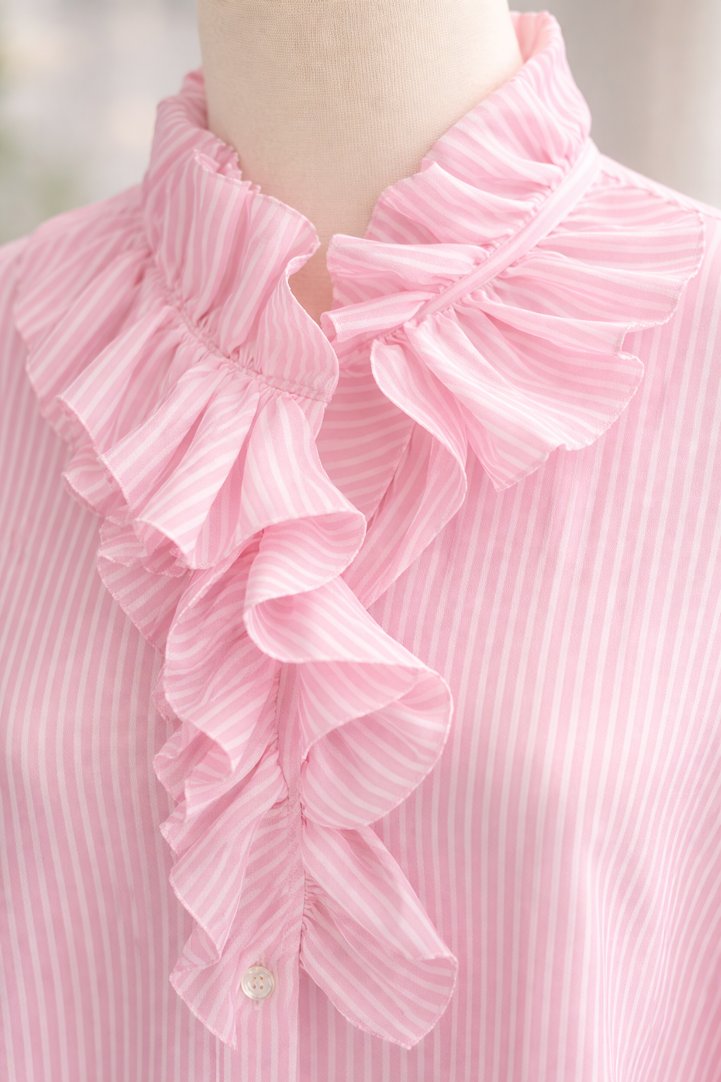 Riley Ruffle Blouse (fitting Size 14/16 up to Size 18 - Pink/White