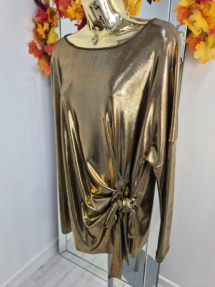 Metallic Tie Top (choose your Colour) - (One Size fitting from Size 14/16 up to Size 20)