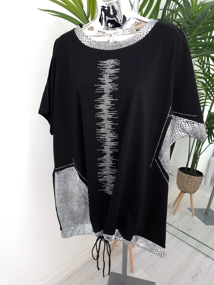 Crystal Tie Fronted Top - (choose your Colour) - Curvy)