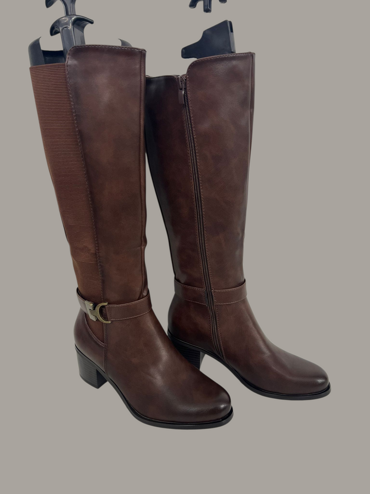 Hamptons Riding Boots with Elasticated Stretchy Back - Chocolate