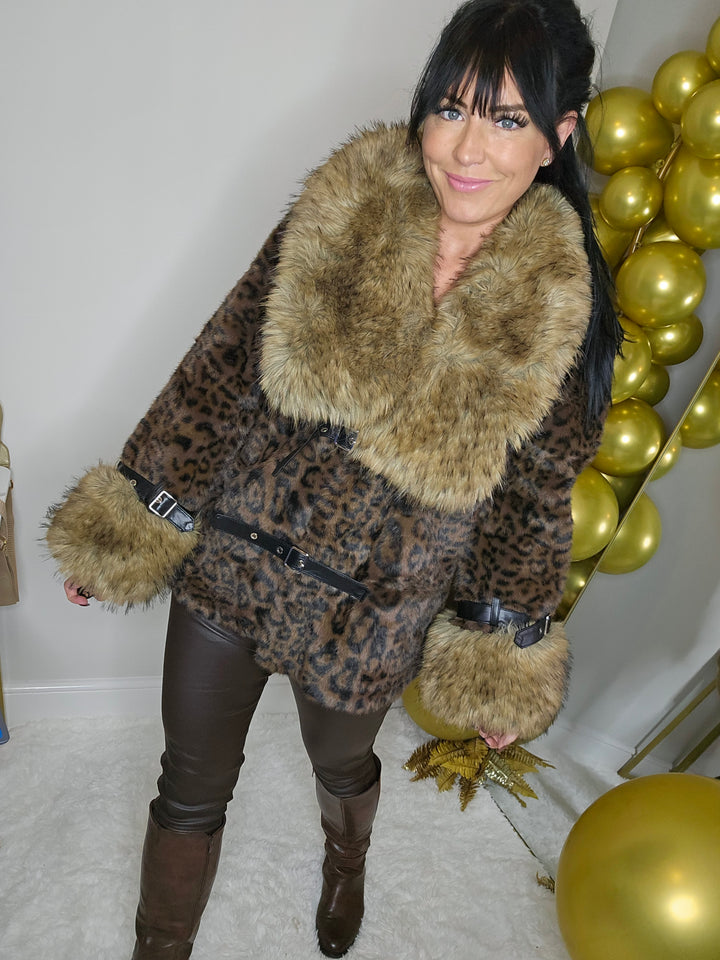 Oslo Faux Fur Jacket with Shawl Collar & Cuffs (One Size - fits from 12 up to Size 18)