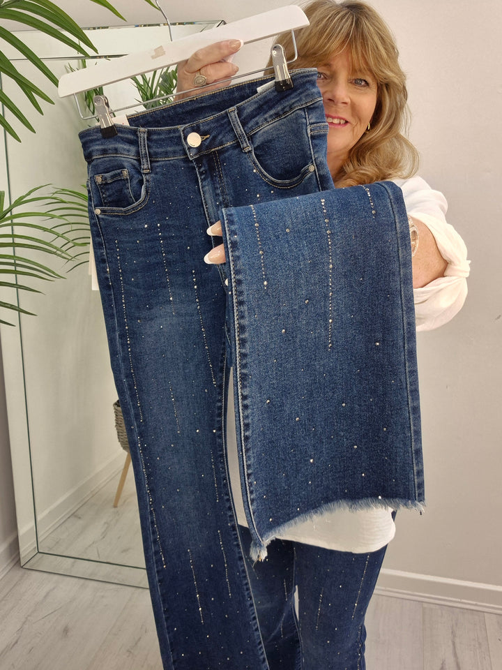 Stella Sparkly G Smack Flare Jeans - Dark Denim Stonewashed (choose your Size)