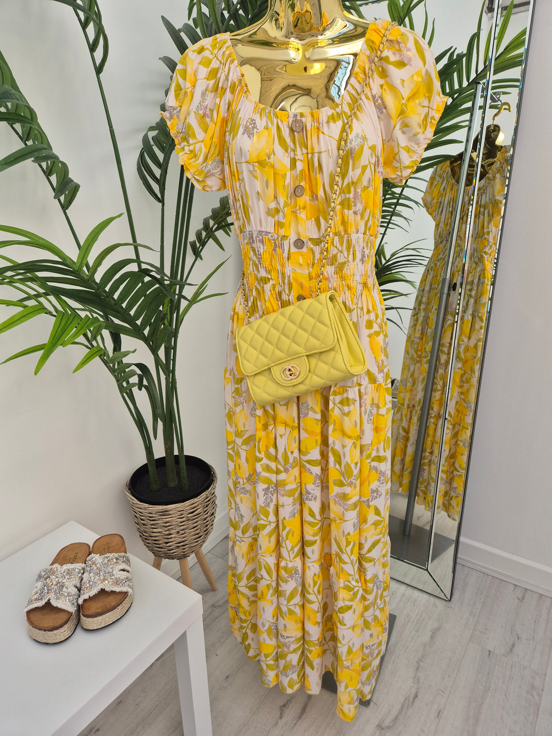 Sicily Bardot Dress with Metallic Gold Foil - (choose your Colour) - One Size/Curvy