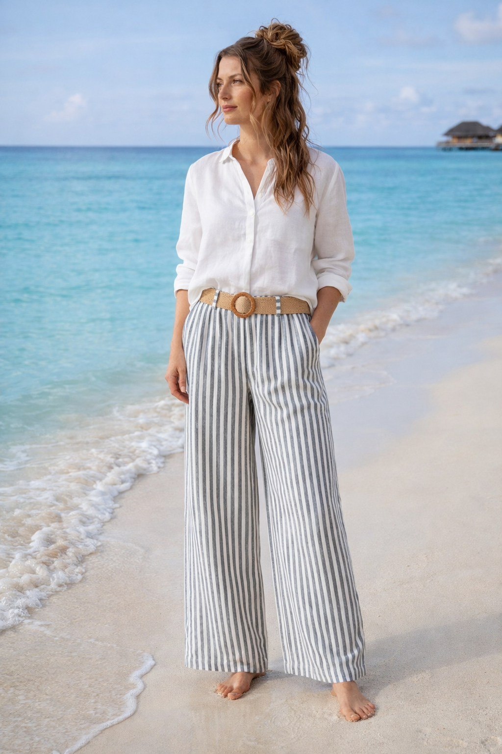 Stephanie Stripe Wide Leg Trousers (Pin Stripe) - (One Size fits from Size 10 up to Size 16)  (choose your Colour)