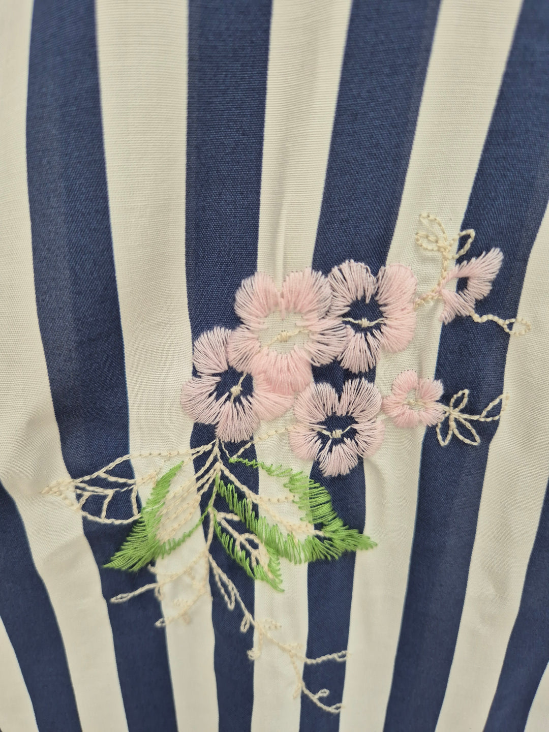 Seville Sleeveless Frilled Hem Dress - (One Size, fitting up to Size 16) - Floral Navy Blue/White Stripes