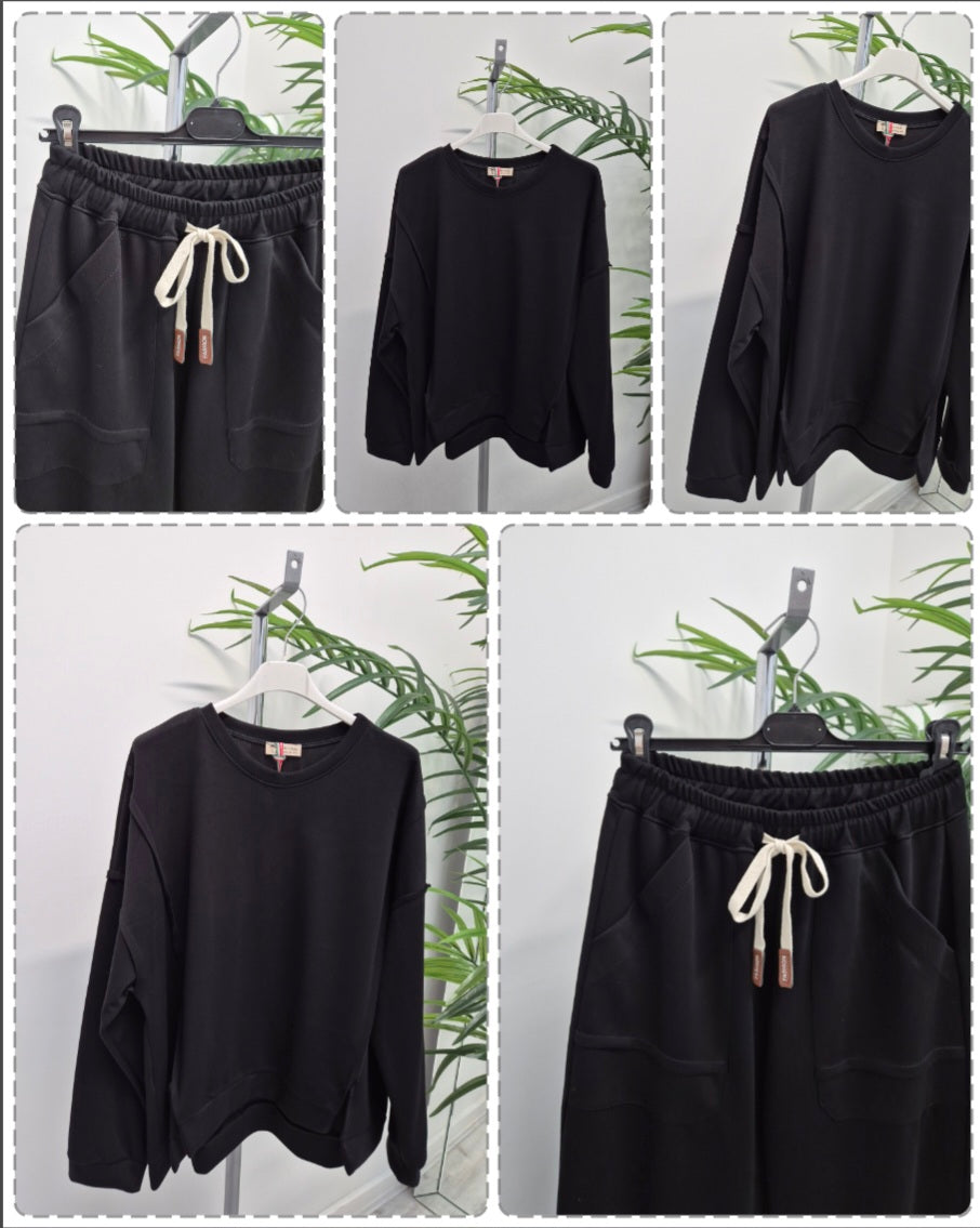 Carly Exposed Seam Co-ord Two Piece Set - (choose your Colour) (One Size fitting up to Size 16)