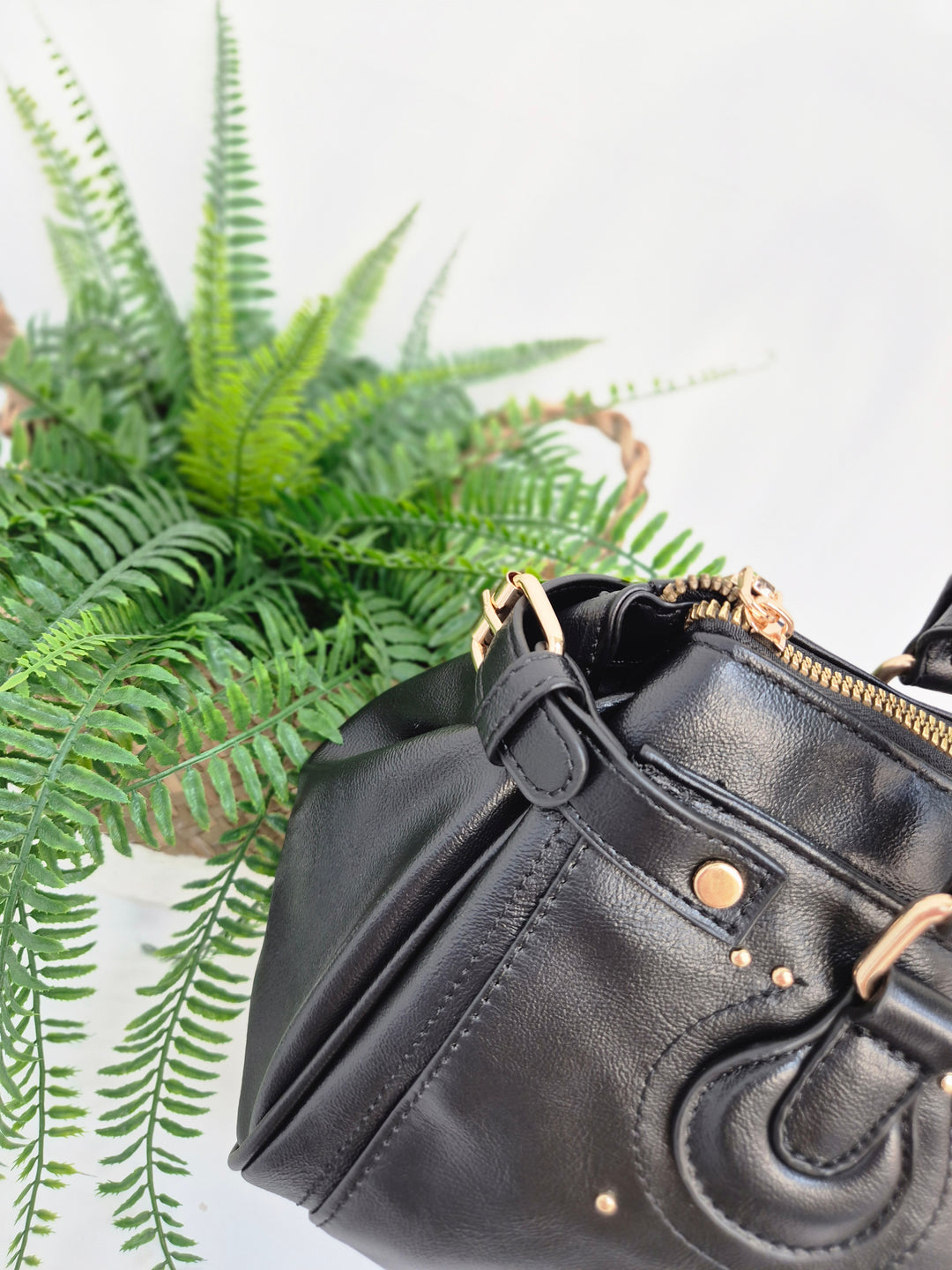 Mia Faux Leather Bag - Black