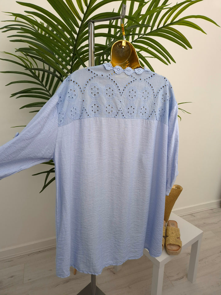 Belinda Broderie Anglaise Top - (choose your Colour) (Curvy)