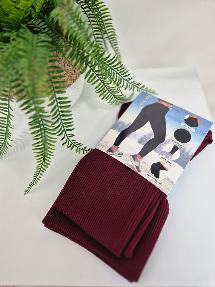 Reece Ribbed Leggings Fleece Lined (Soft Touch) - (choose your Colour) - One Size, fits up to Size 16