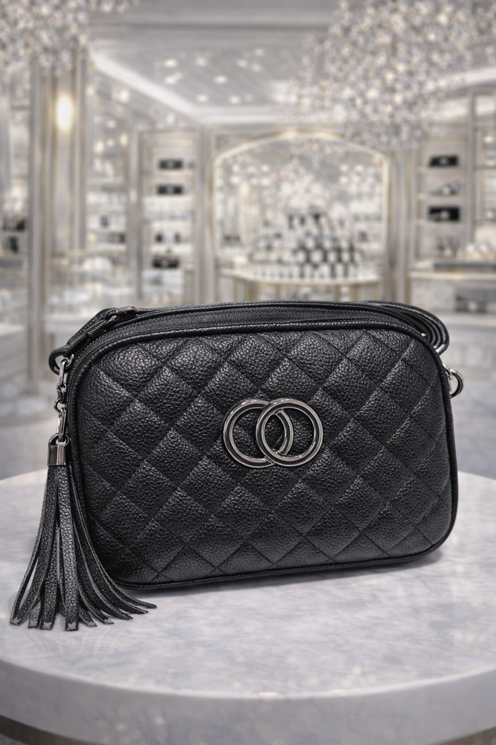 Coco Quilted Crossbody Bag - Black