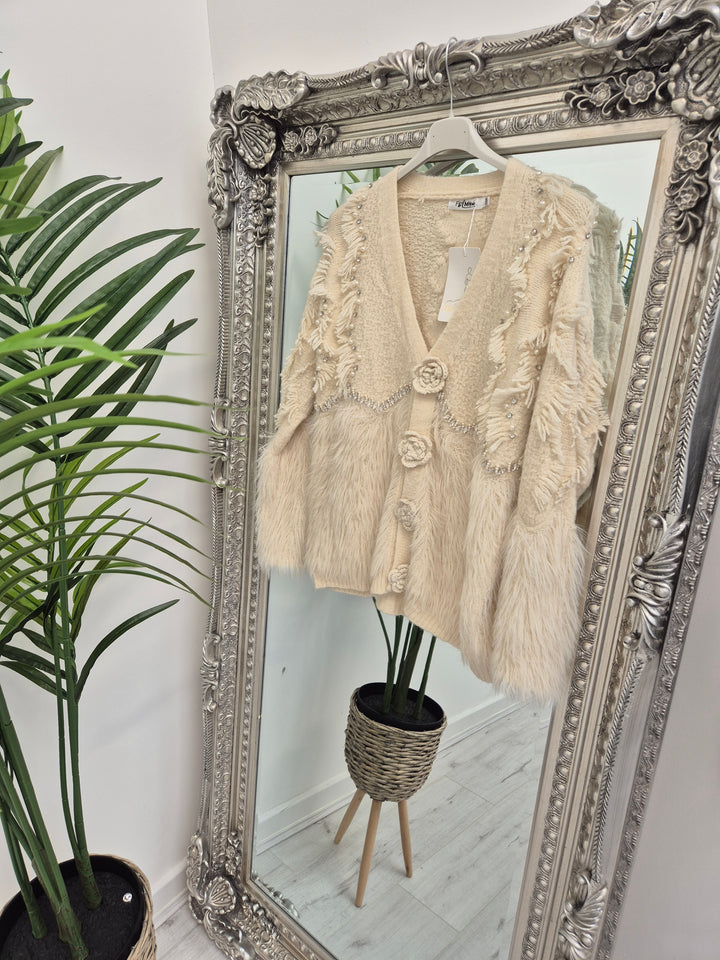 Christabelle Crystal & Pearl Cardigan - (choose your Colour & Size)
