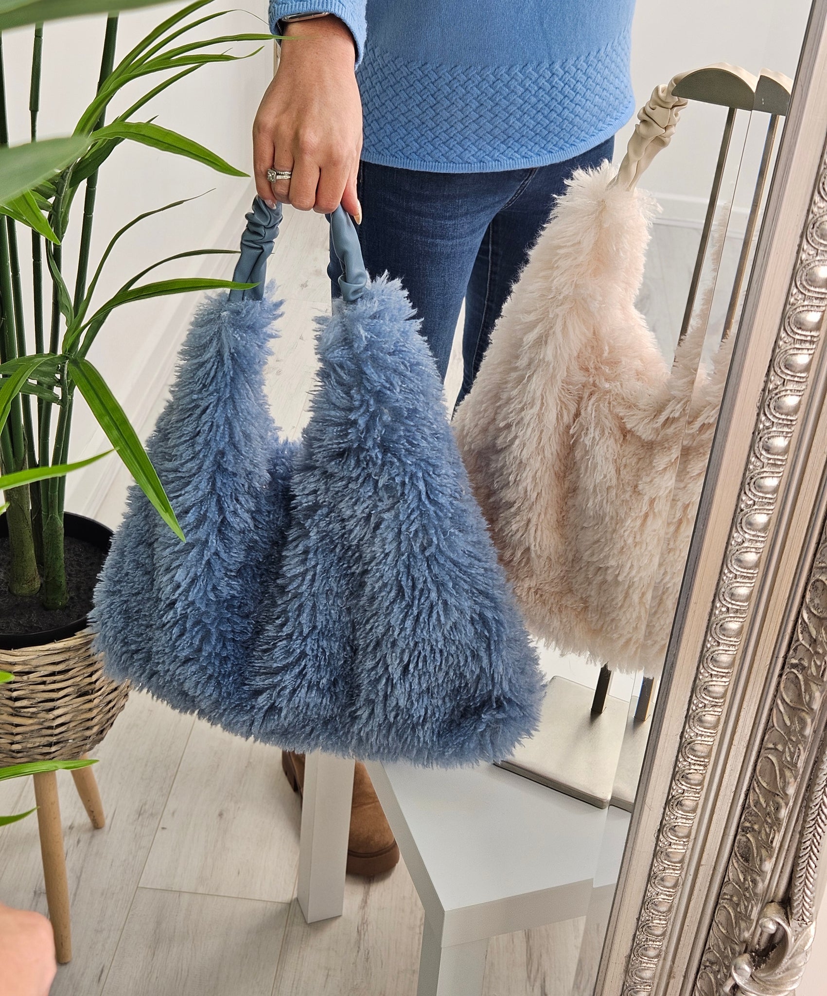 Oslo Faux Fur Shaggy Tote Bag choose your Colour Queen Of Fashion