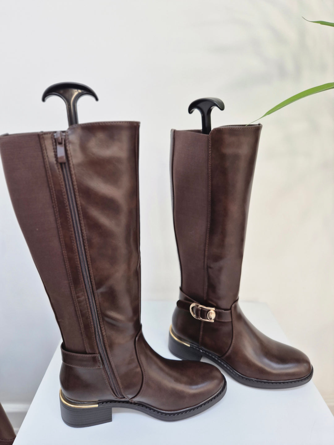 Boston Riding Boots with Elasticated Stretchy Back - Chocolate