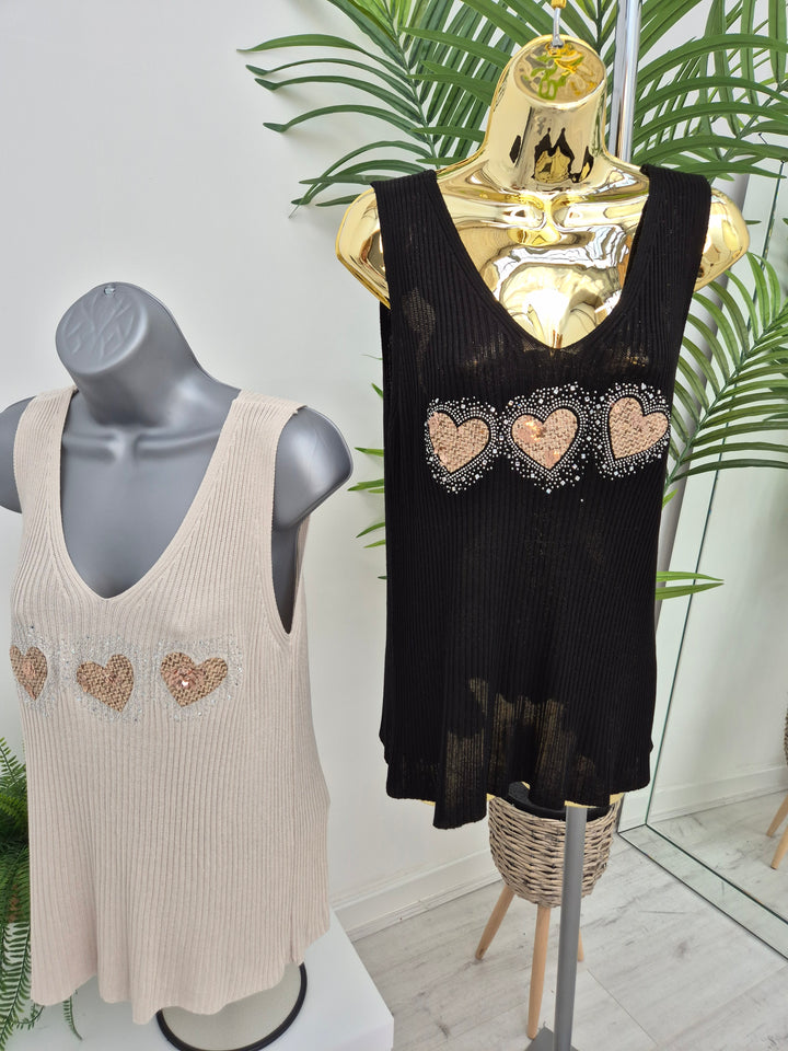 Hannah Heart Vest Top - (choose your Colour)