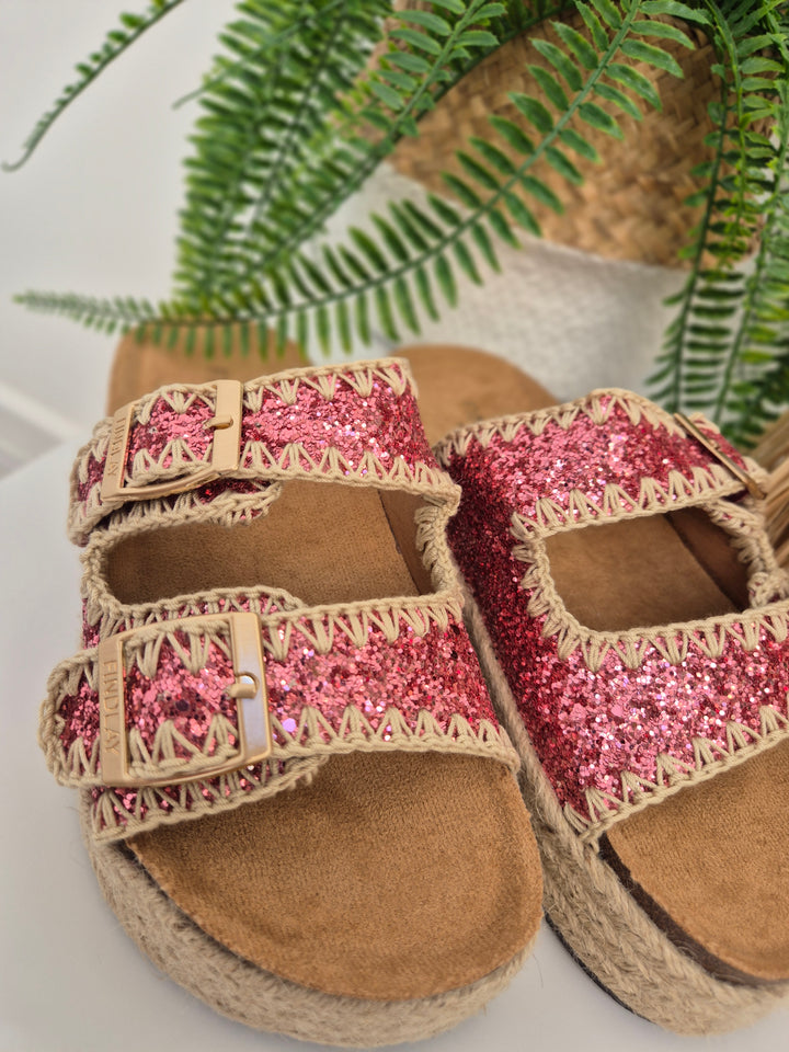 Marbella Sliders (Slip On) with Adjustable Buckles - Pink