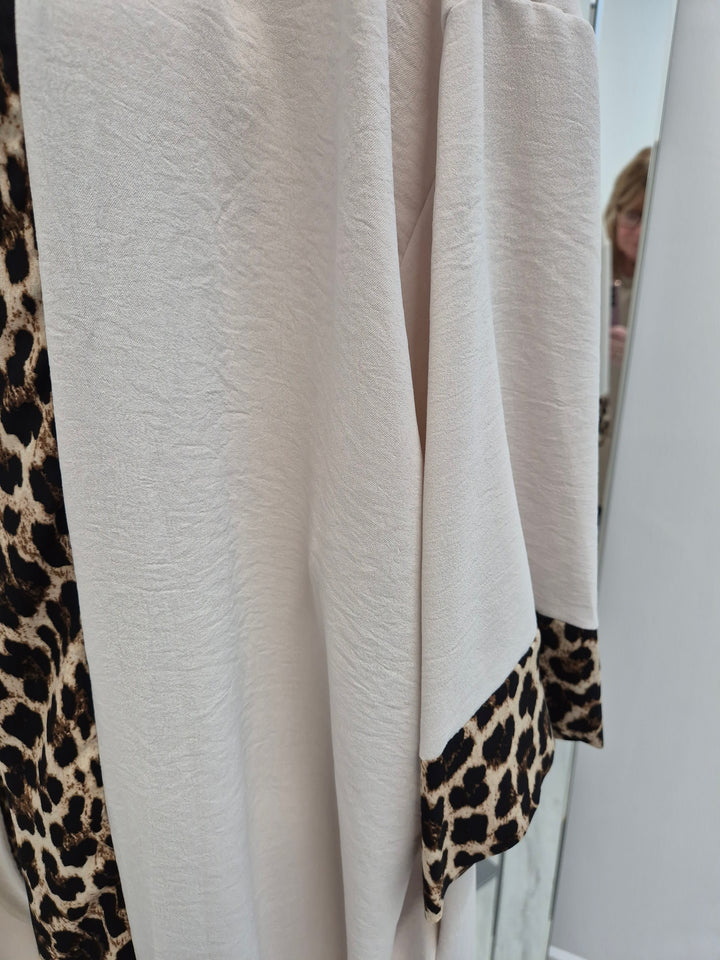 Cleo Leopard Print Trim Jacket (choose your Colour) - (Loose Fit)