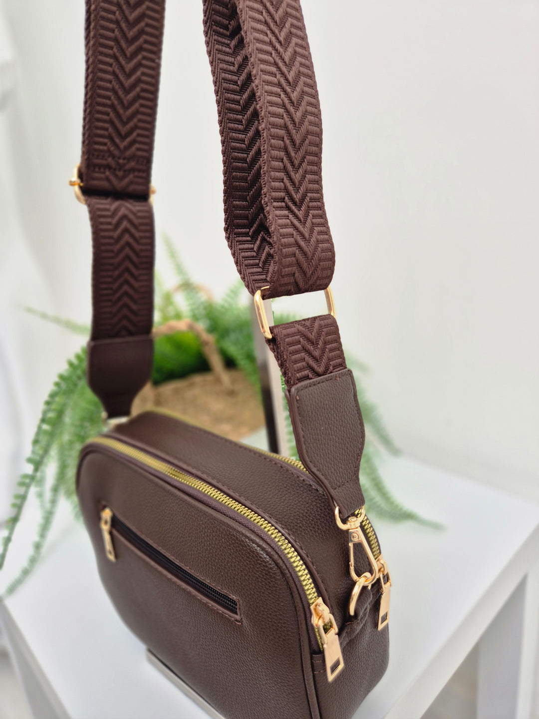 Diamond Quilted Bag - Chocolate (Gold Tone)