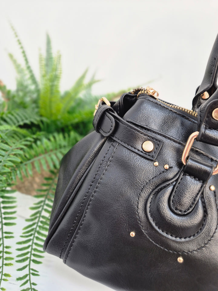Mia Faux Leather Bag - Black