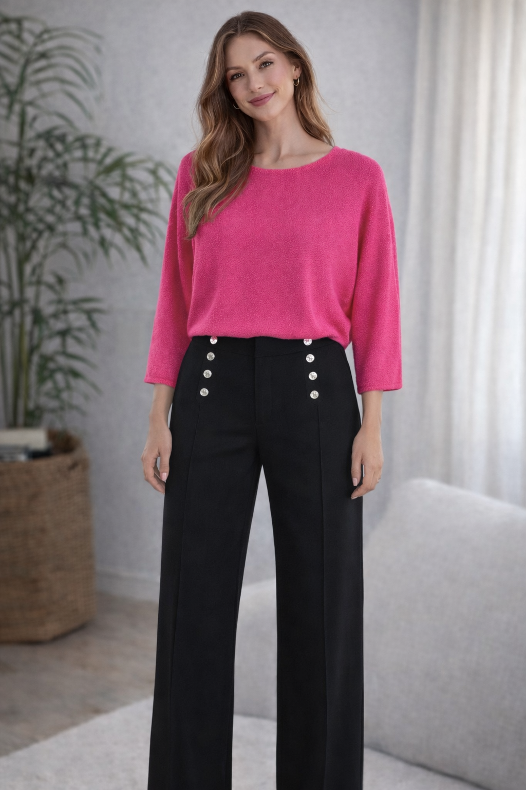 Super Soft Knit Jumper - Hot Pink (One Size/Curvy fits from Size 14 up to Size 18/20)