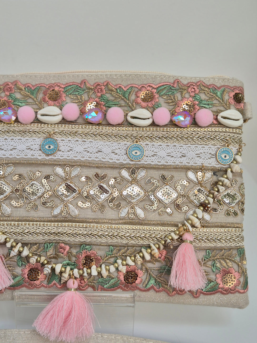 Maldives Wristlet Clutch Bag - Pink/Gold