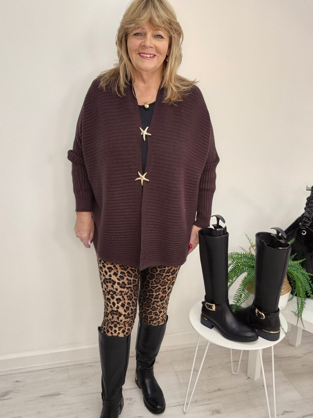 Starfish Super Soft Cardigan - Chocolate (Oversized, fits from Size 12/14 to Size 18)