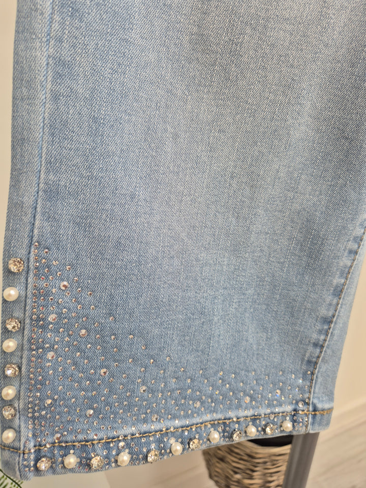 Crystal & Pearl Pedal Pusher Shorts - Stonewashed (choose your Size)