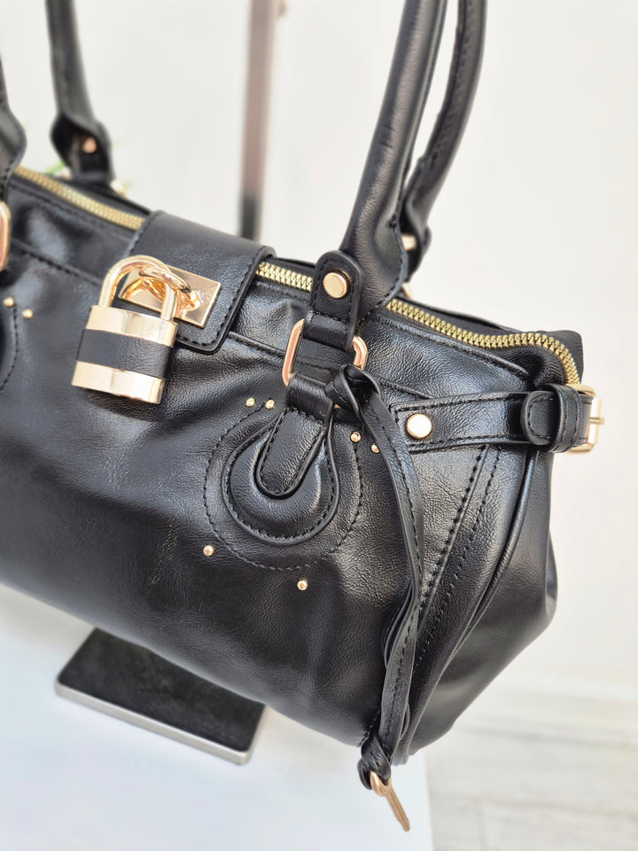 Mia Faux Leather Bag - Black