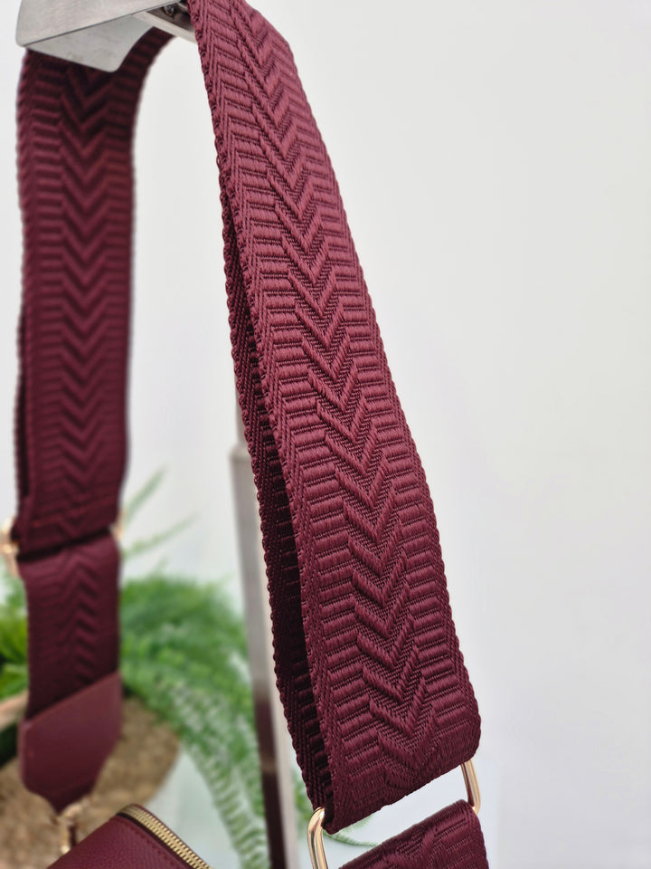 Diamond Quilted Bag - Wine (Gold Tone)