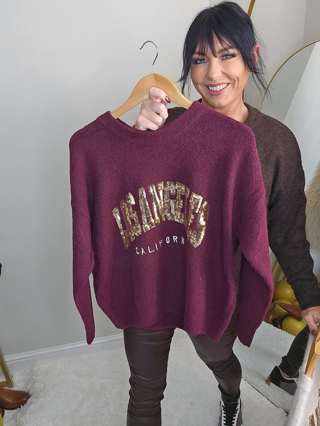 Los Angeles Super Soft Jumper - Wine (One Size, fits from Size 8 up to Size 14/16)